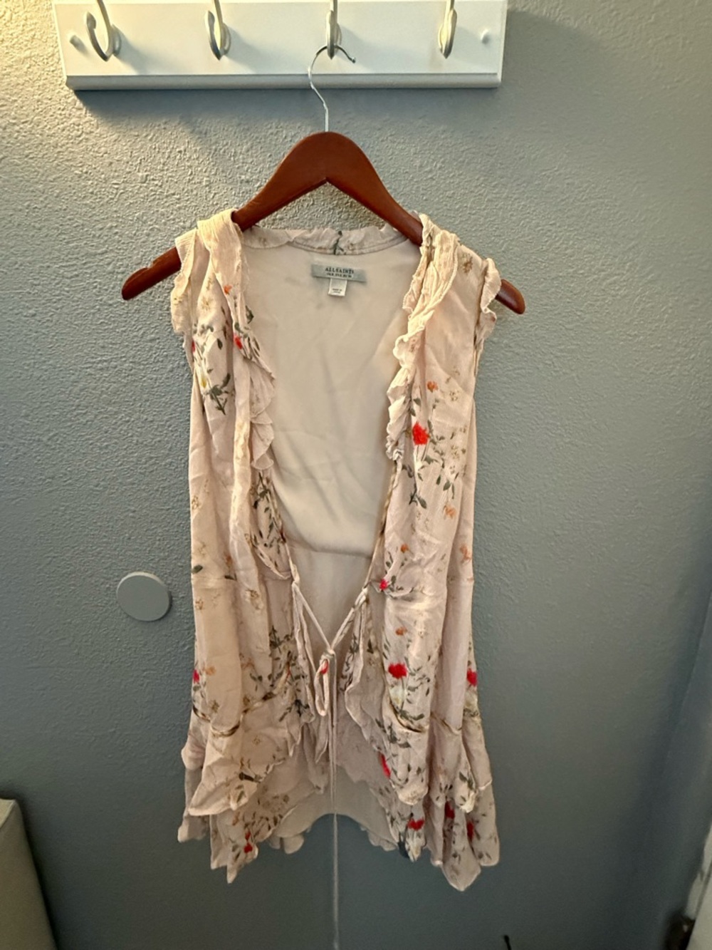 AllSaints Ari Kora Flora Print Ruffle Wrap Mini Dress - Picture 2 of 4